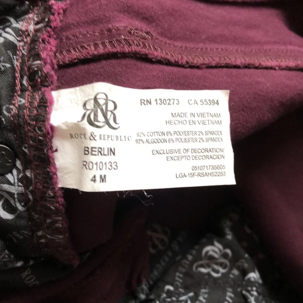 Rock & Republic purple jeans - Picture 3 of 4